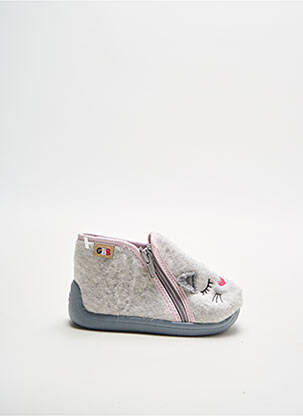 Chaussons/pantoufles fermeture zippée bout rond gris GBB fille