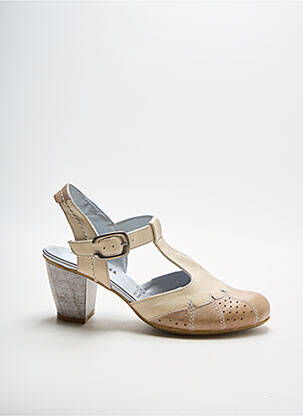 Sandales/nu pieds tissage satiné talon de 4 à 6cm beige ARTIKA SOFT femme