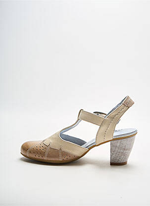 Sandales/nu pieds tissage satiné talon de 4 à 6cm beige ARTIKA SOFT femme