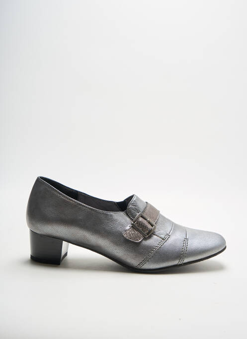 Mocassins matière lisse talon de 4 à 6cm gris OMBELLE femme