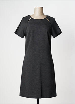 Robe mi-longue fermeture zippée au dos manches courtes gris EVA KAYAN femme