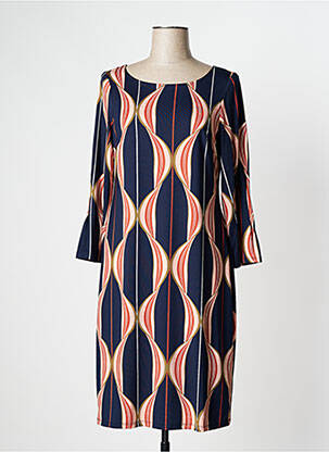 Robe mi-longue manches longues manches longues bleu K-DESIGN femme