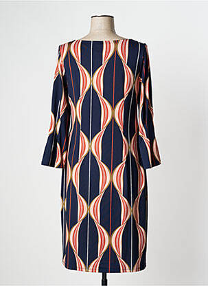 Robe mi-longue manches longues manches longues bleu K-DESIGN femme