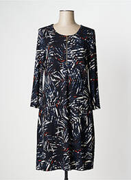 Robe mi-longue imprimé fantaisie manches longues bleu K-DESIGN femme