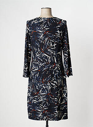 Robe mi-longue imprimé fantaisie manches longues bleu K-DESIGN femme