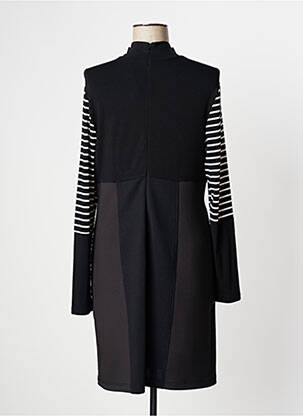 Robe mi-longue manches longues manches longues noir LESLIE femme