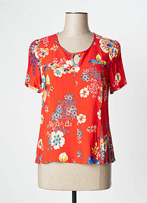 Blouse imprimé fleurs manches courtes rouge WEINBERG femme