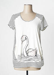 Top tissage jersey manches courtes blanc POUPEE CHIC femme