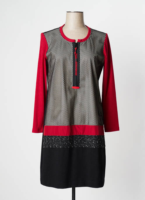 Robe mi-longue manches longues manches longues noir POUPEE CHIC femme