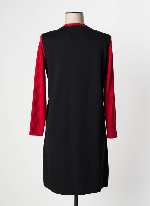 Robe mi-longue manches longues manches longues noir POUPEE CHIC femme