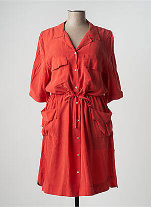 Robe mi-longue manches 3/4 manches 3/4 orange EVA KAYAN femme