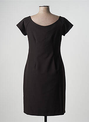 Robe mi-longue imprimé fantaisie manches courtes noir FUEGO WOMAN femme