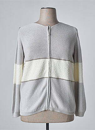 Gilet manches longues resserrée sur le bas gris PURE BY LUCIA femme