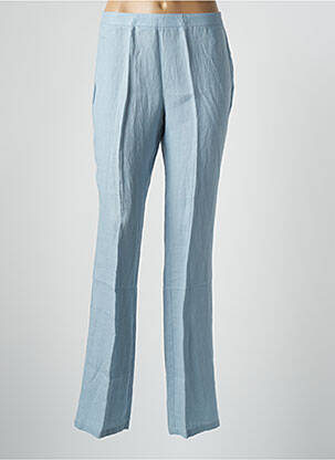Pantalon droit tissage crêpe taille haute bleu D.SPORT femme