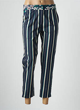 Pantalon 7/8 tissage popeline taille basse bleu POUPEE CHIC femme