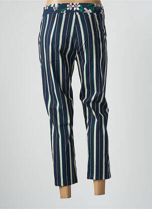 Pantalon 7/8 tissage popeline taille basse bleu POUPEE CHIC femme