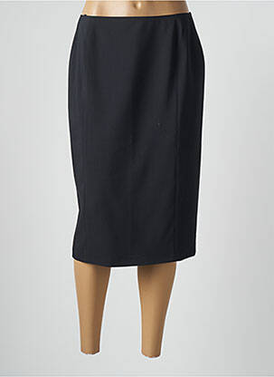 Jupe mi-longue taille à pinces bleu BASLER femme