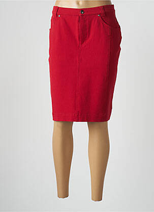 Jupe mi-longue coupe droite rouge FABER femme