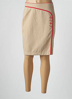 Jupe mi-longue coupe droite beige POUPEE CHIC femme