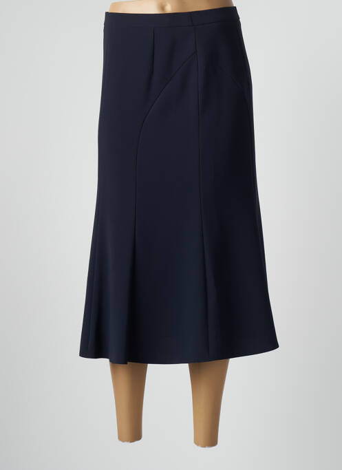 Jupe mi-longue taille à pinces bleu BASLER femme