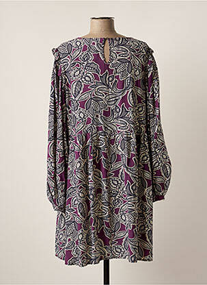 Robe mi-longue imprimé fantaisie manches longues violet GRACE & MILA femme