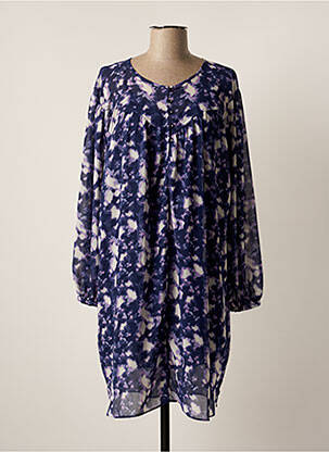 Robe mi-longue coupe fluide manches longues bleu GRACE & MILA femme