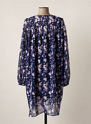 Robe mi-longue coupe fluide manches longues bleu GRACE & MILA femme
