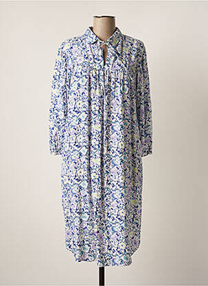 Robe mi-longue imprimé fleurs manches longues bleu ESPRIT femme