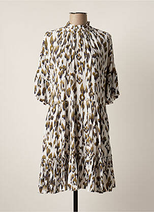 Robe mi-longue tissage crêpe manches courtes blanc SCOTCH & SODA femme