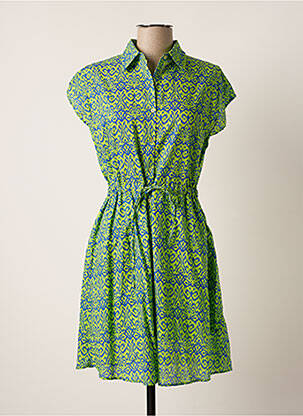 Robe mi-longue imprimé fantaisie manches courtes vert IT HIPPIE femme