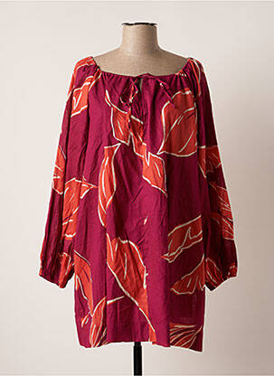Robe mi-longue imprimé fleurs manches longues rose GRACE & MILA femme
