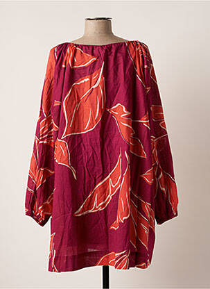 Robe mi-longue imprimé fleurs manches longues rose GRACE & MILA femme