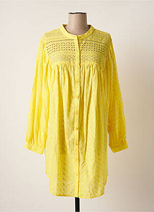 Robe courte manches longues manches longues jaune ESCANDELLE femme
