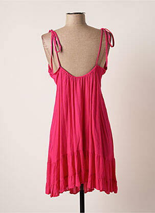 Robe mi-longue tissage crêpe fines bretelles rose LILI & LALA femme