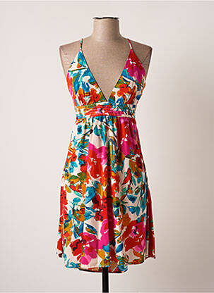 Robe mi-longue imprimé fantaisie fines bretelles rose LILI & LALA femme