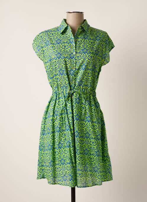 Robe mi-longue imprimé fantaisie manches courtes vert IT HIPPIE femme