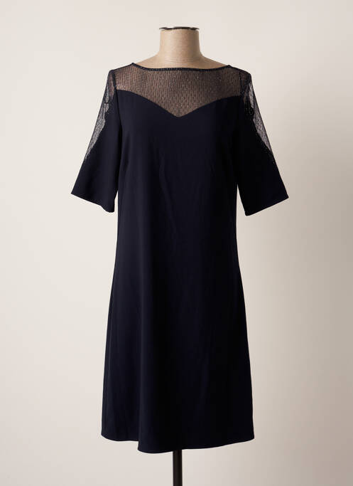 Robe mi-longue fermeture zippée au dos manches courtes bleu ESPRIT femme