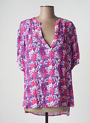 Blouse imprimé fleurs manches courtes rose ESCANDELLE femme