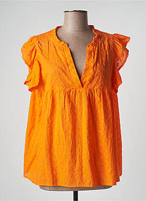 Blouse légère et transparente manches courtes orange ESCANDELLE femme
