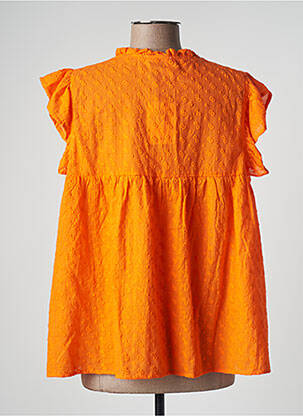 Blouse légère et transparente manches courtes orange ESCANDELLE femme