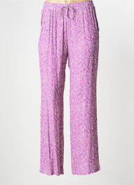 Pantalon large tissage crêpe taille haute violet ESCANDELLE femme