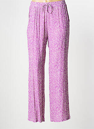 Pantalon large tissage crêpe taille haute violet ESCANDELLE femme