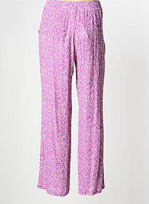 Pantalon large tissage crêpe taille haute violet ESCANDELLE femme