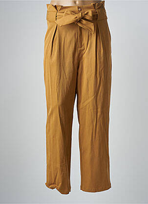 Pantalon large fermeture zippée sous rabat boutonné taille haute marron SCOTCH & SODA femme
