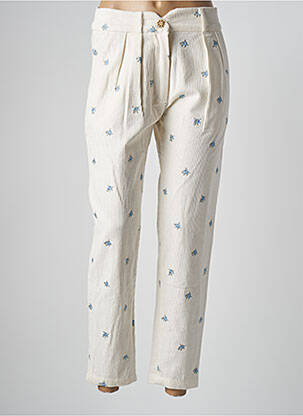 Pantalon chino fermeture zippée sous rabat boutonné taille normale beige CHICOSOLEIL femme