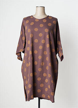 Robe mi-longue manches 3/4 manches 3/4 marron KEDZIOREK femme