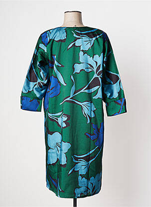 Robe mi-longue imprimé fleurs manches 3/4 vert POISSONS BLANCS femme