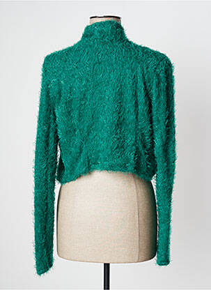 Gilet manches longues maille maille poilu vert POISSONS BLANCS femme
