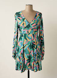 Robe courte coupe évasée manches longues vert CHERRY PARIS femme