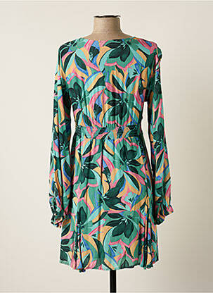 Robe courte coupe évasée manches longues vert CHERRY PARIS femme